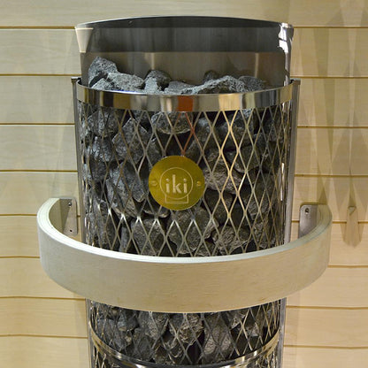 IKI Wall sauna heater with a safety railing