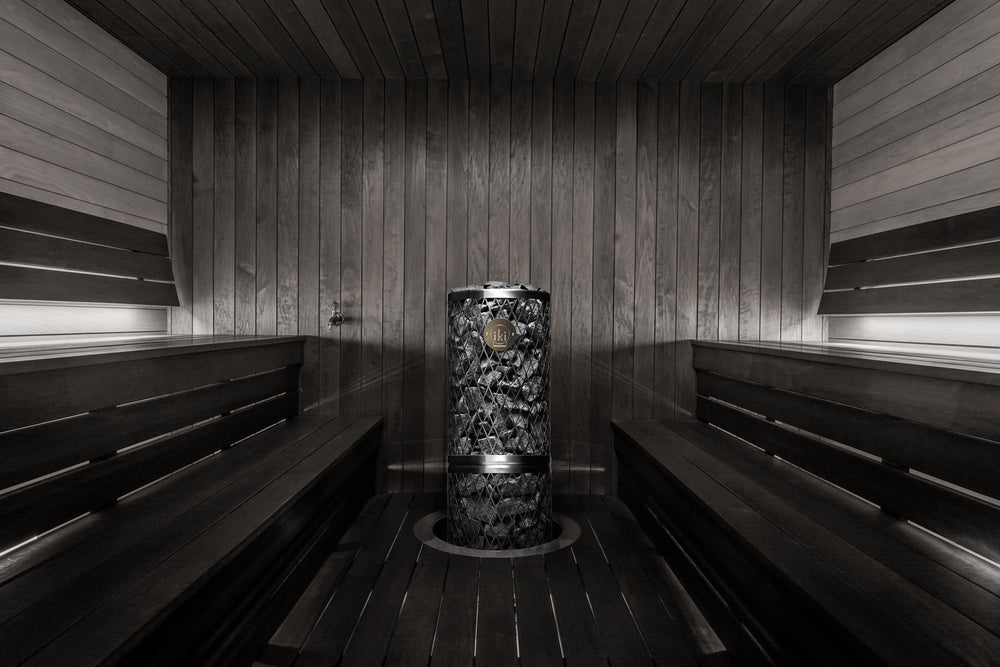 IKI Pillar electric sauna heater in a sauna