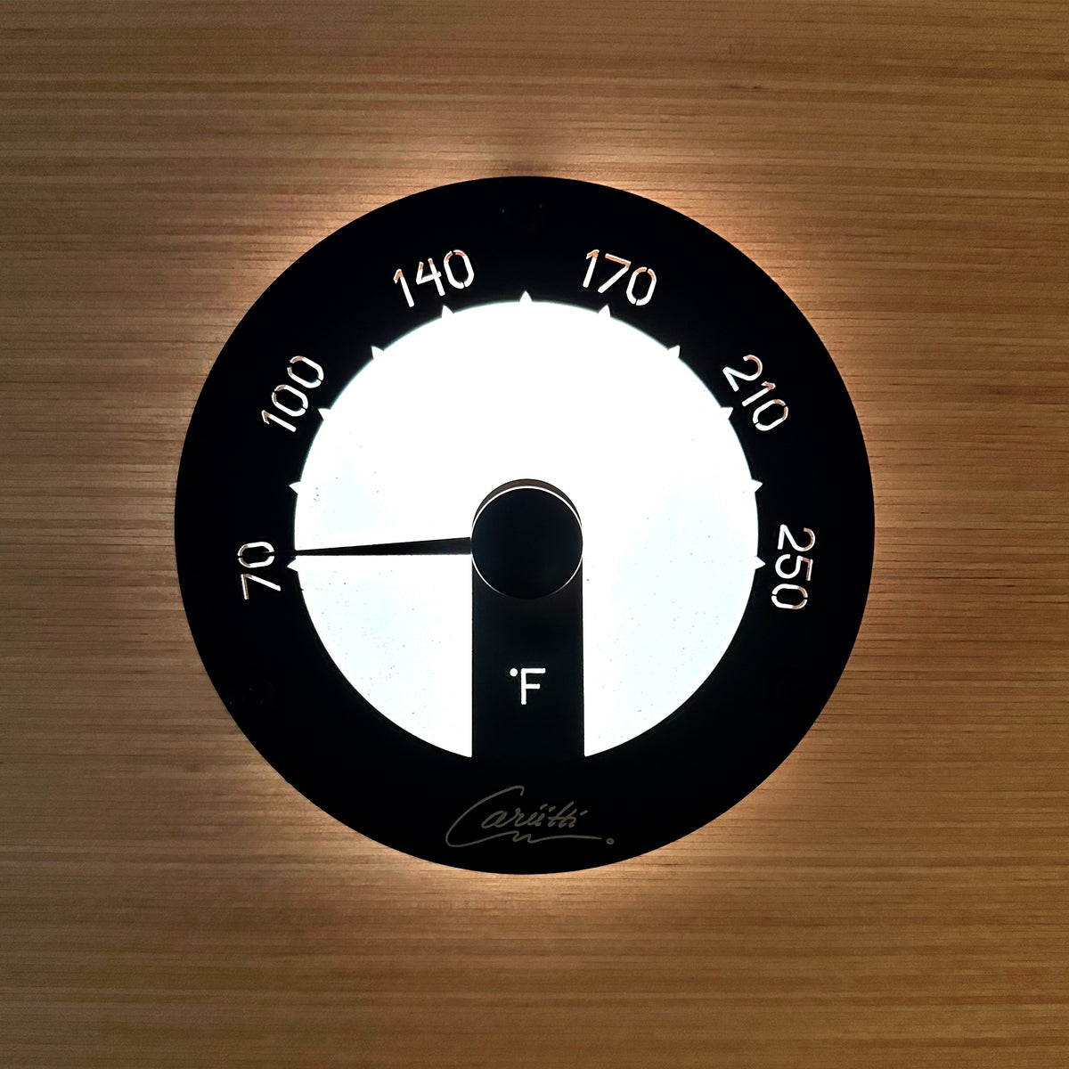 Illuminated sauna thermometer